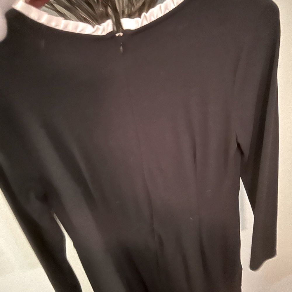 LOFT black long sleeve dress with white ruffle collar size 10, worn once